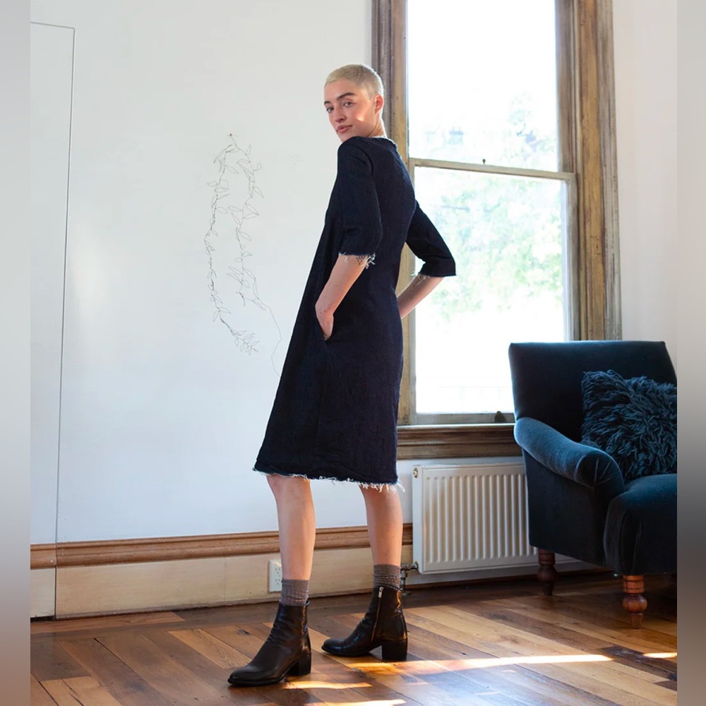 ERICA TANOV Signature Rye Denim Dress Sz 1/S - Picture 4 of 7